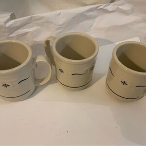 Longaberger Pottery Woven Traditions Cups - Classic Blue (Set of 3) A9